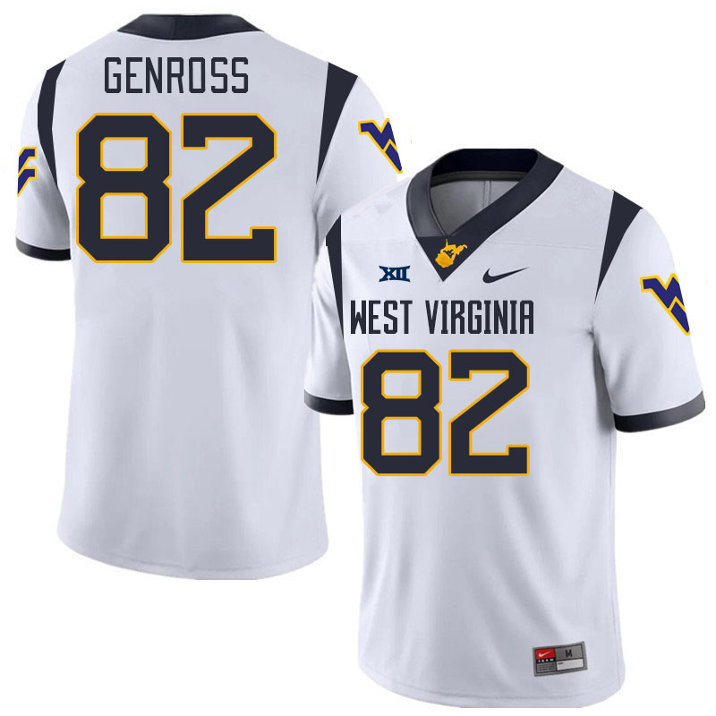 #82 Greg Genross West Virginia Mountaineers College 2024 New Uniforms Football Jerseys Stitched Sale-White